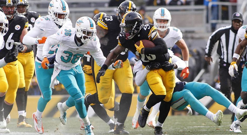 
                <strong>Verlierer: Defense der Miami Dolphins</strong><br>
                Die Dolphins erstarren wahrscheinlich auch zwei Tage später noch in Angst, wenn sie die Namen Antonio Brown und Le'Veon Bell hören. Die Defensive der "Fins" bekam das Duo nie in den Griff. Bell und Brown zerlegten Miami mit insgesamt 291 Yards und vier Touchdowns. 
              