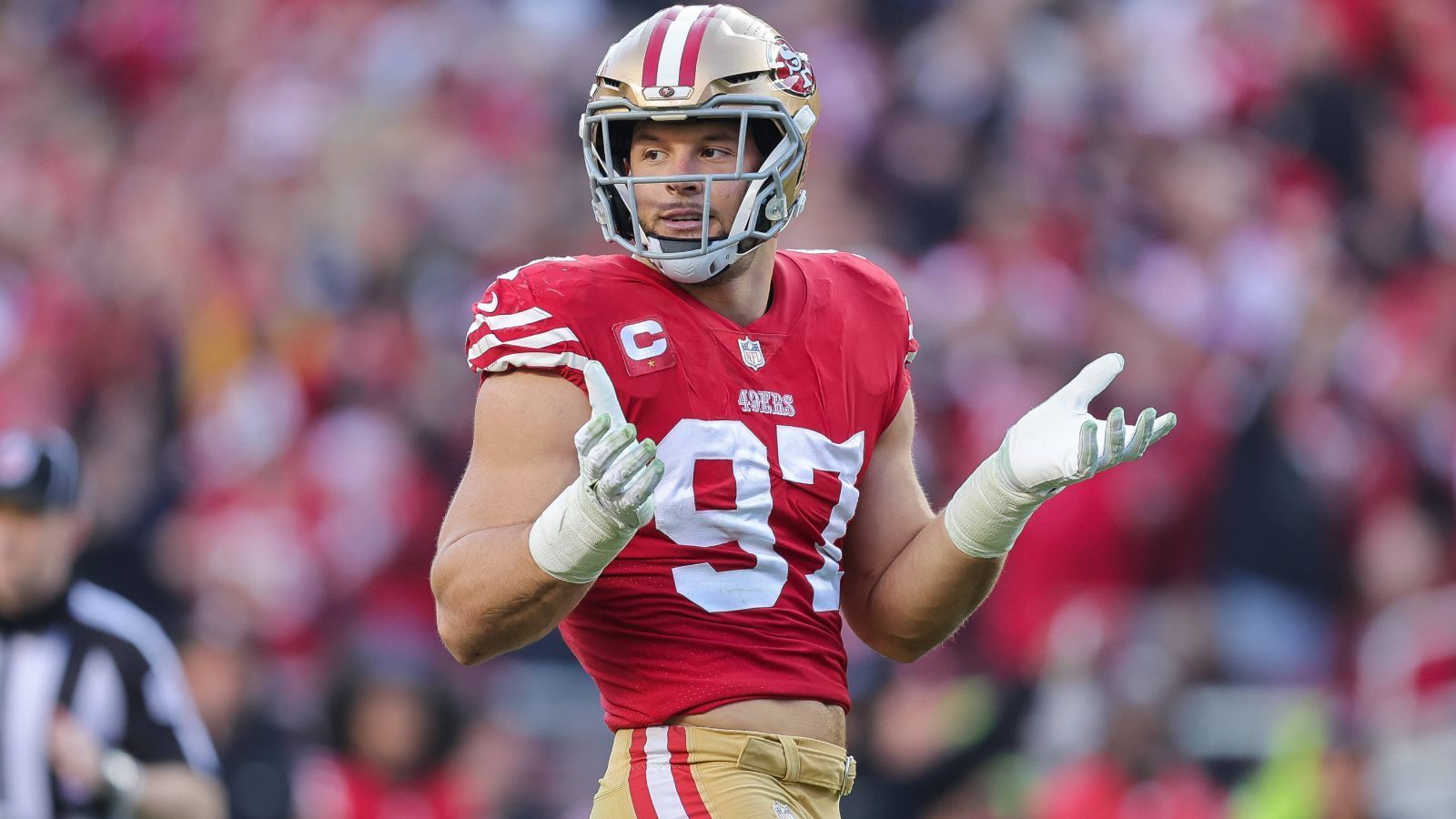 
                <strong>Platz 25: Nick Bosa</strong><br>
                &#x2022; Team: San Francisco 49ers<br>&#x2022; Position: Defensive End<br>&#x2022; Platzierung im Vorjahr: 23<br>
              