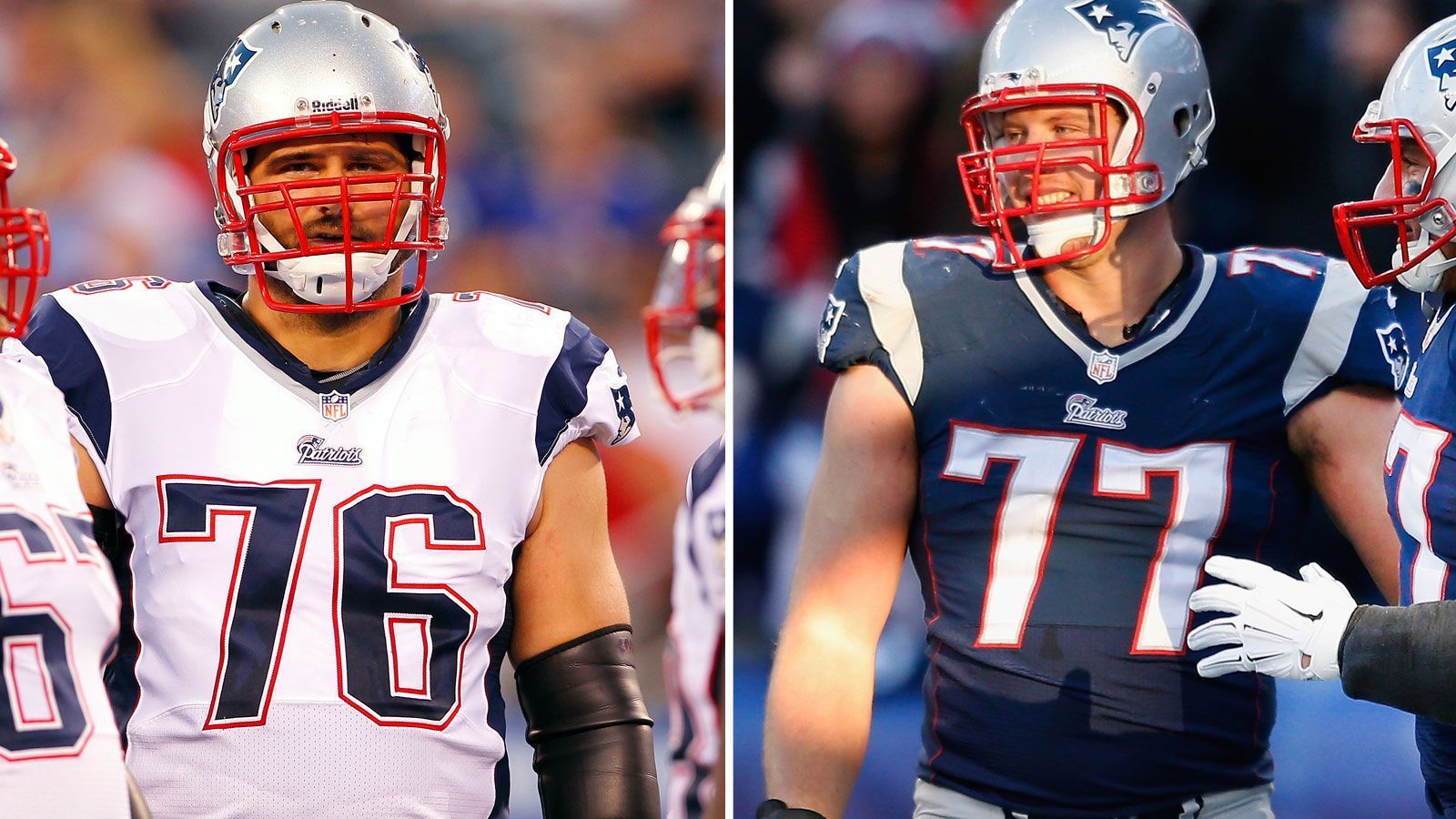 
                <strong>Offensive Tackle</strong><br>
                Sebastian Vollmer (l.)bei Patriots: 2009 bis 2016Erfolge: zwei Super-Bowl-SiegeNate Solderbei Patriots: 2011 bis 2017Erfolge: zwei Super-Bowl-Siege
              