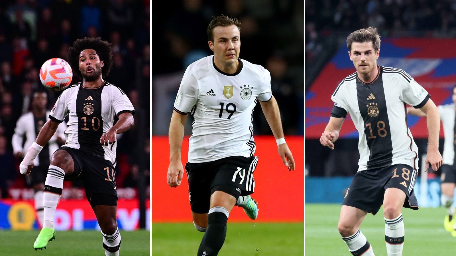 
                <strong>Kleinste deutsche Spieler</strong><br>
                &#x2022; Serge Gnabry (links), Mario Götze (Mitte) und Jonas Hofmann (rechts): Alle jeweils 1,76 m<br>
              