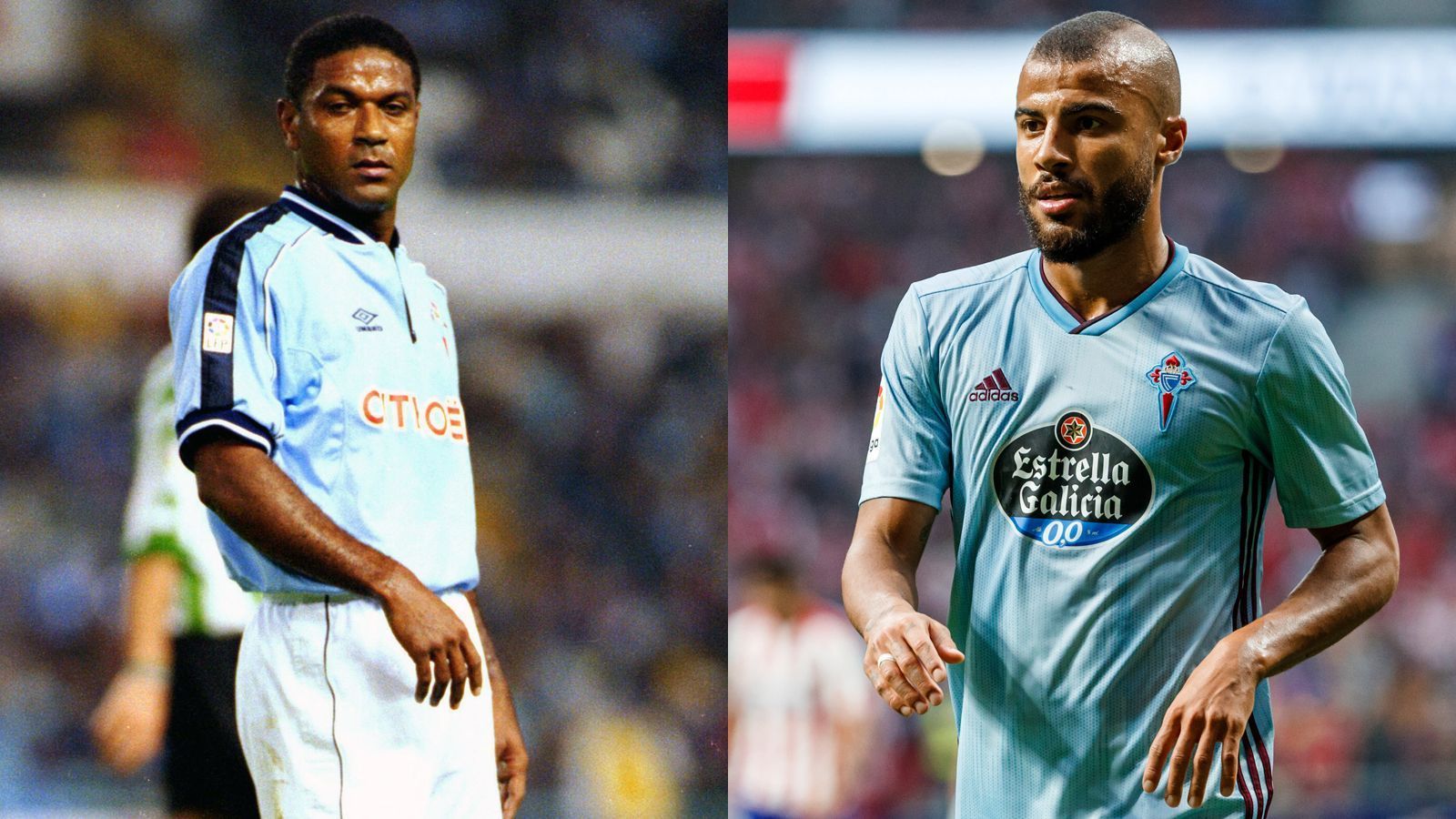 
                <strong>Mazinho und Rafinha (Celta Vigo)</strong><br>
                Der Brasilianer Mazinho (li.) ist beim spanischen Erstligisten Celta Vigo eine Vereinsikone, er spielte dort vier Jahre und lief 126 Mal für die Galicier auf. Der Vater von Ex-Bayern-Star Thiago und Rafinha hat seinem Kindern sehr viel fußballerisches Talent in die Wiege gelegt. Nachdem beide beim FC Barcelona im Nachwuchs ausgebildet wurden, konnte sich aber nur Thiago auf allerhöchstem Niveau durchsetzen. Rafinha hingegen spielt heute bei Real Sociedad und stand zuvor - wie eben einst auch Papa Mazinho - bei Celta Vigo unter Vertrag. 
              