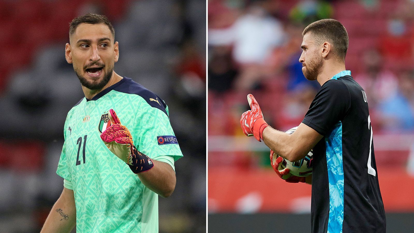 
                <strong>Tor: Gianluigi Donnarumma vs. Unai Simon</strong><br>
                Beide Keeper haben großen Anteil daran, dass ihre Teams es bis ins Halbfinale geschafft haben. Italiens Donnarumma zeigte nicht nur viele spektakuläre Paraden, sondern kassierte bis dato erst zwei Gegentreffer bei dieser EM. Dazu imponiert der 22-Jährige mit seiner Körpersprache, mit der er sein Team in jeder Spielphase antreibt. Und auch Spaniens Simon hat sich als Nummer eins bewährt. Nach seinem Patzer und dem Eigentor gegen Kroatien wurde er gegen die Schweiz im Elfmeterschießen zum Matchwinner. Dennoch: Italien hat zwischen den Pfosten die Nase vorne. Stand: 1:0.
              