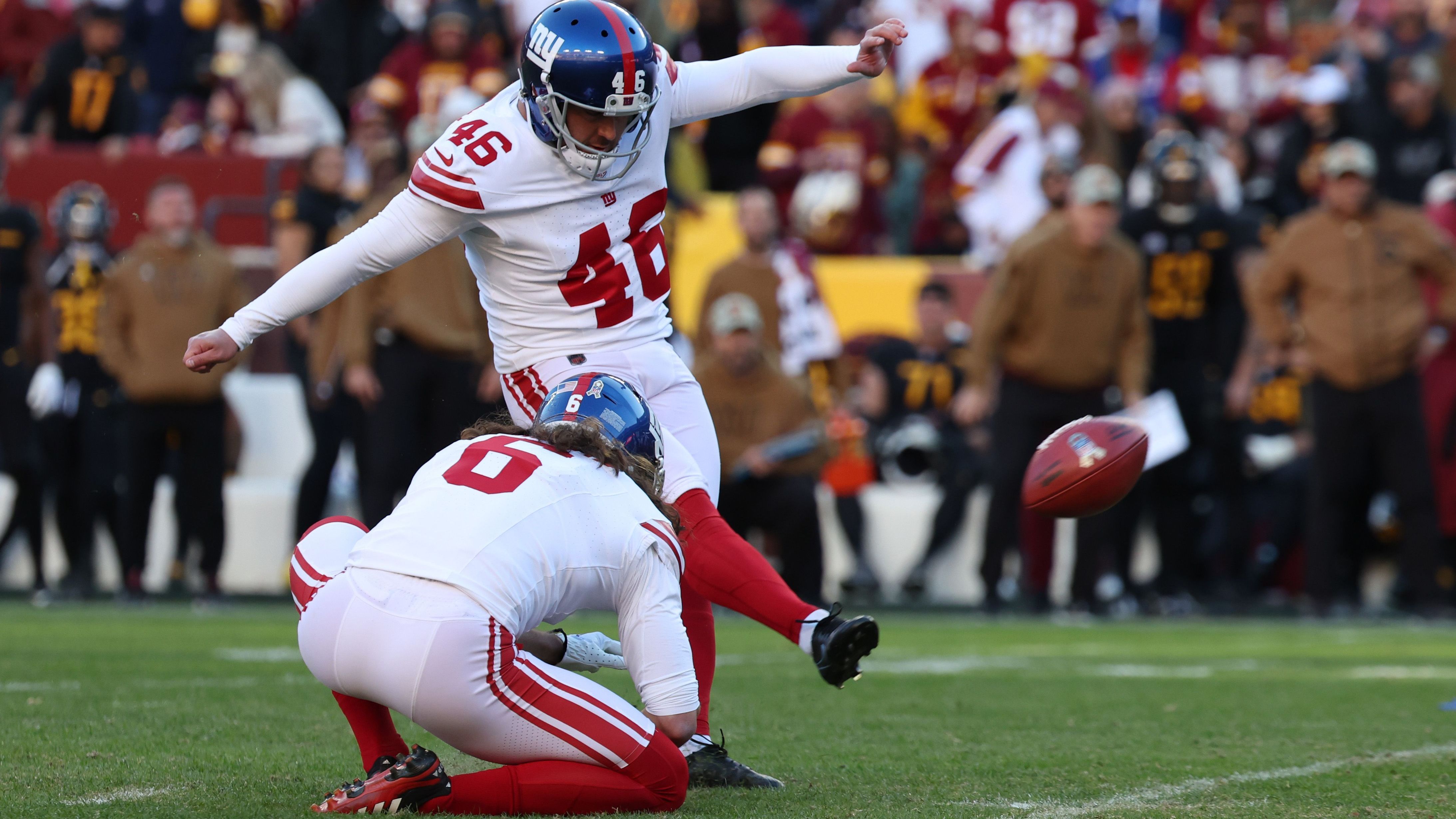<strong>Platz 2: Randy Bullock (New York Giants)</strong><br>- Field-Goal-Quote: 100 Prozent (2/2) / Längstes: 40 Yards<br>- Extrapunkt-Quote: 100 Prozent (6/6)<br>- Erzielte Punkte: 12