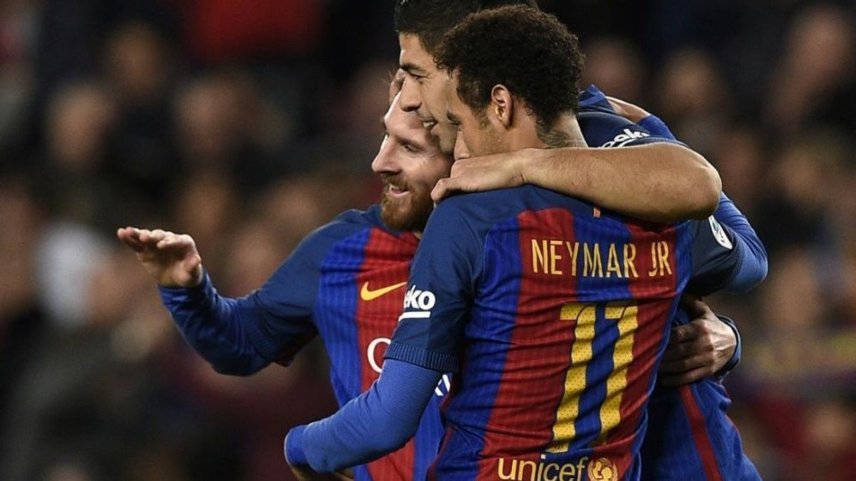 Neymar, Messi und Suarez jubeln