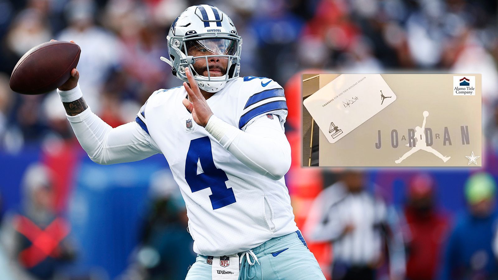 
                <strong>Dak Prescott: Air Jordans</strong><br>
                Dak Prescott verschenkte Schuhe an seine Teamkollegen, und zwar exklusive "Air Jordan 11 Retro Cool Grey". An wen genau, ist allerdings nicht bekannt. 
              