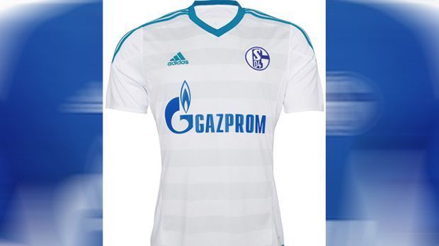 
                <strong>Das neue Auswärtstrikot des FC Schalke 04</strong><br>
                Auswärts geht es für die Schalker in weißen Trikots zu Sache - mit dezenten Querstreifen und unterschiedlichen Blautönen.
              