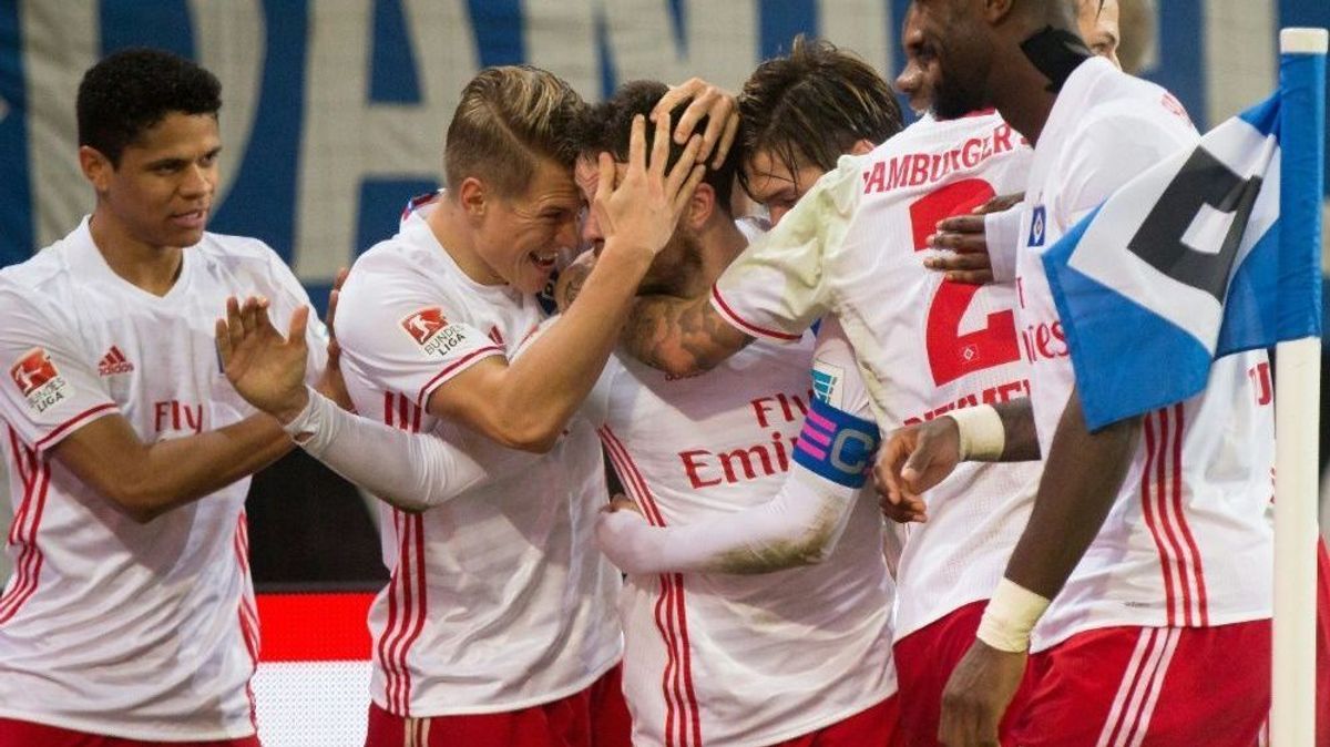 Der Hamburger SV nach dem Siegtreffer von Kostic
