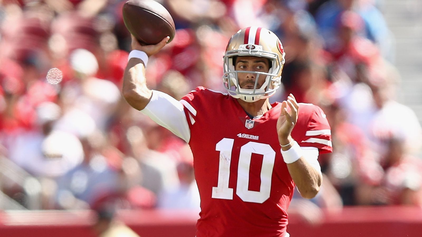 
                <strong>Jimmy Garoppolo (San Francisco 49ers)</strong><br>
                Gesamtwertung: 78Spielverständnis: 81Wurfkraft: 90Genauigkeit kurze Pässe: 89Genauigkeit mittlere Pässe: 83Genauigkeit lange Pässe: 82
              