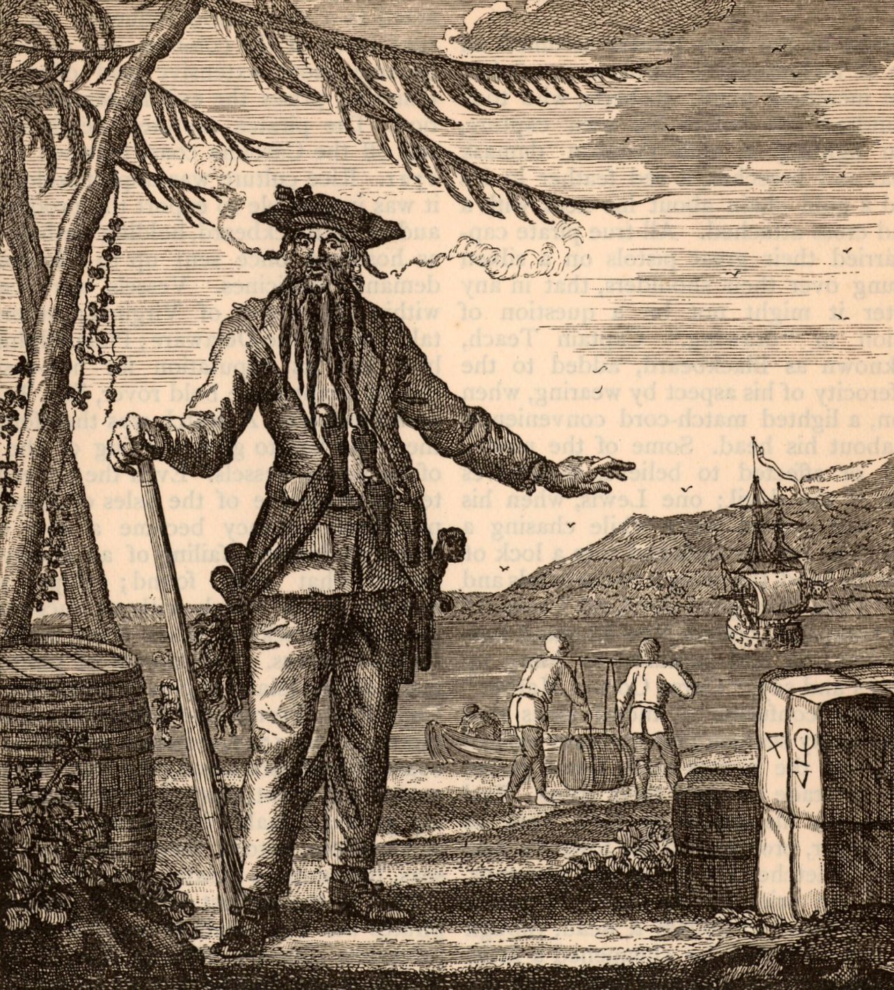 Edward Teach, vermutlich 1680 in Bristol geboren, kaperte anfangs feindliche Schiffe für die britische Krone. Als er unter eigener Flagge im Oktober 1717 an der amerikanischen Ostküste mindestens 15 Schiffe in seine Gewalt brachte, wurde er schlagartig zu einem der gefürchtetsten Piraten. Einen Monat später eroberte er in der Karibik das 250 Tonnen schwere Sklaven-Transportschiff "La Concorde", das über 40 Kanonen-Stellplätze