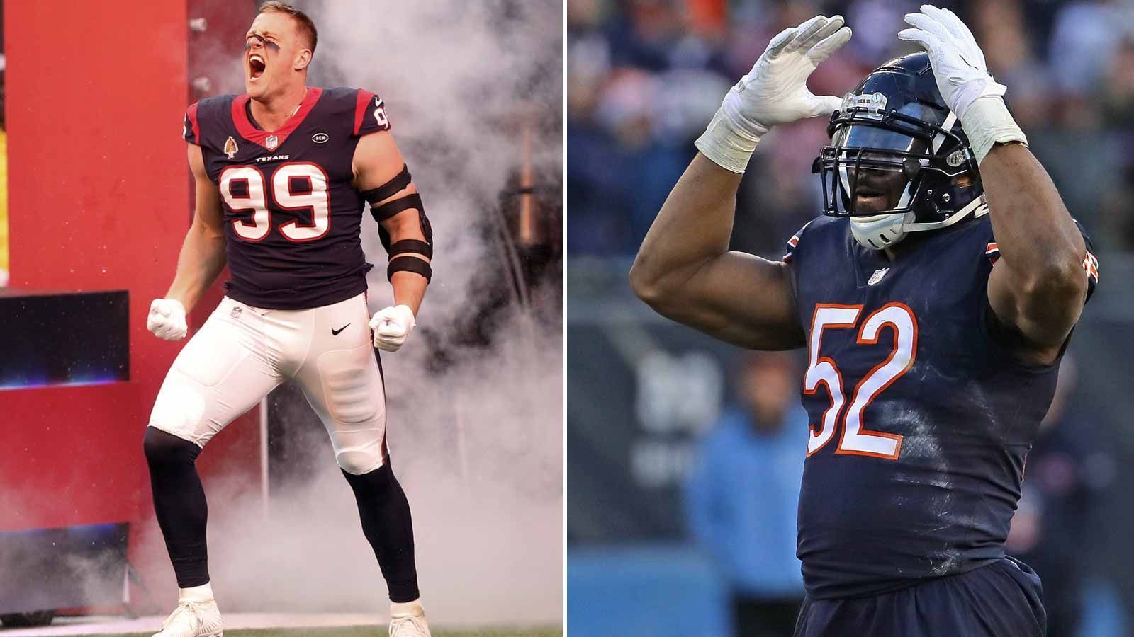 
                <strong>Defense: Edge Rushers</strong><br>
                First Team: J.J. Watt (Housont Texans), Khalil Mack (Chicago Bears)Second Team: Von Miller (Denver Broncos), Cameron Jordan (New Orleans Saints), Myles Garrett (Cleveland Browns), Danielle Hunter (Minnesota Vikings)
              