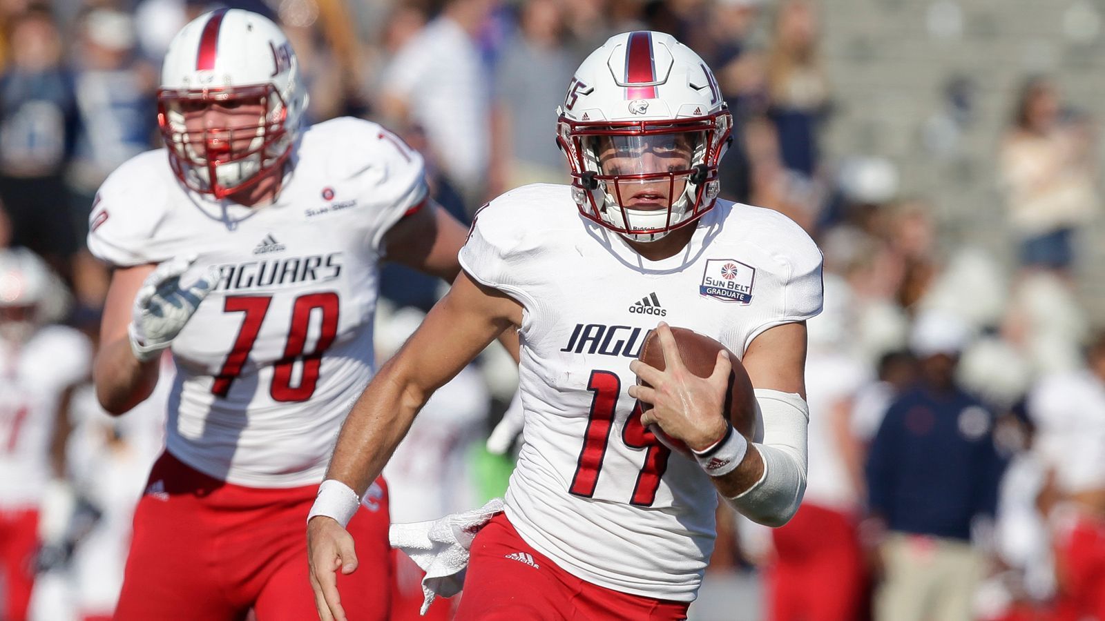 
                <strong>South Alabama Jaguars</strong><br>
                South Alabama zählt zu den jüngsten Football-Programmen am College. Nach der Gründung 2009 wurde in diesem Jahr zehnjähriges Bestehen gefeiert.
              