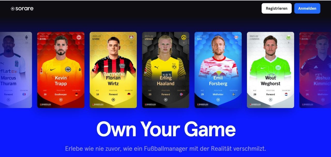 Sorare ist ein Mix aus Panini-Sammelbildern, Fantasy-Sport und Fussball-Manager. Die digitalen Sammelkarten kannst du besitzen oder in Ligen verwenden.