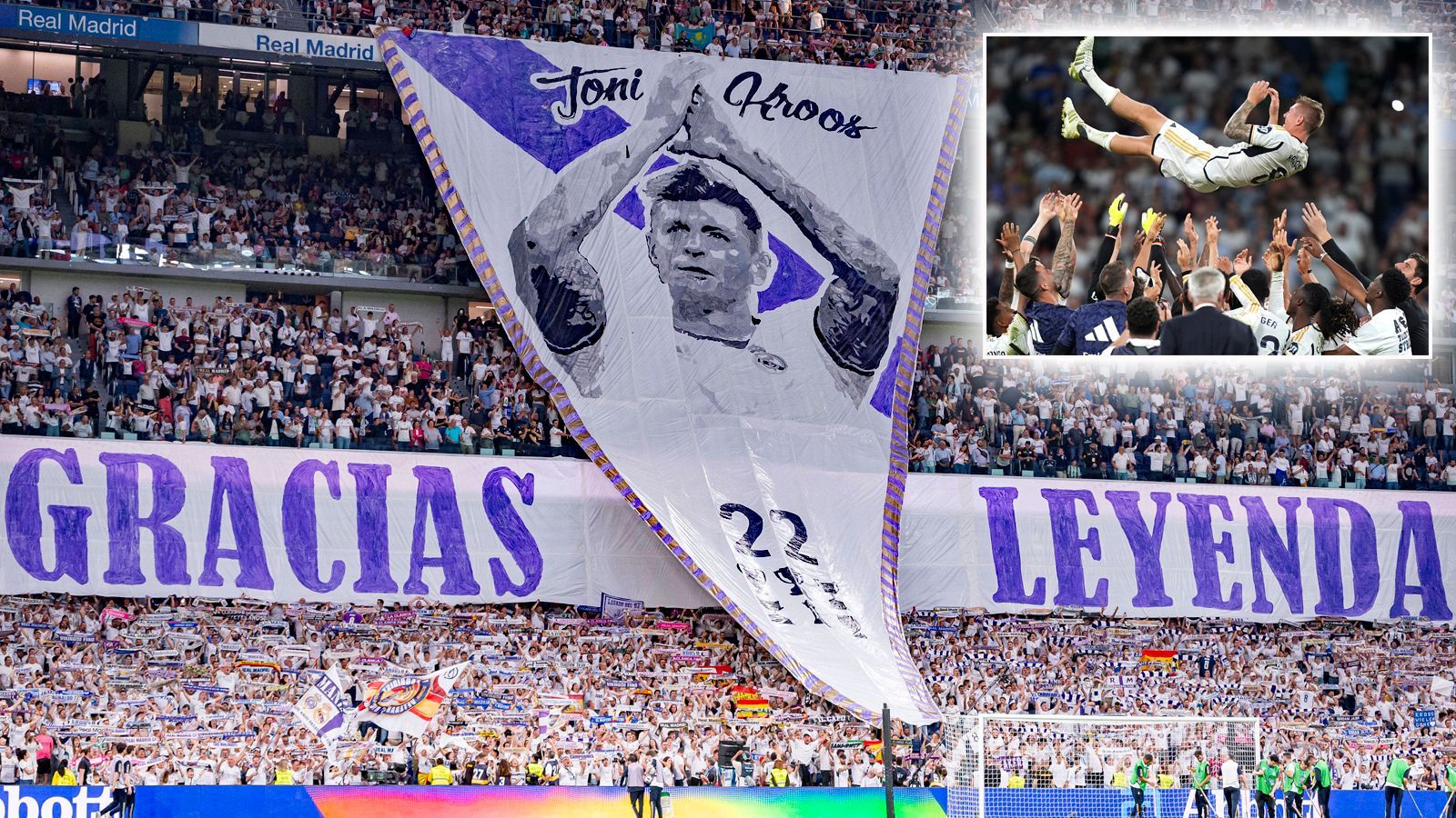 <strong>Letztes Heimspiel für Real Madrid: Der Abschied von Toni Kroos</strong><br>Beim 0:0 am abschließenden La-Liga-Spieltag gegen Real Betis bestritt Toni Kroos sein letztes Heimspiel im Trikot von Real Madrid. Nach zehn Jahren bei den "Königlichen" kündigte der deutsche Nationalspieler sein Karriereende für den Sommer 2024 an. <strong><em>ran</em></strong> zeigt, wie sich die Real-Fans von ihrem langjährigen Spielgestalter verabschiedeten.&nbsp;