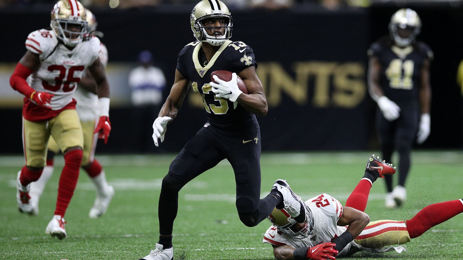 
                <strong>Wide Receiver</strong><br>
                Michael Thomas (New Orleans Saints), 50 Stimmen2nd Team: Julio Jones (Atlanta Falcons), 16 Stimmen
              