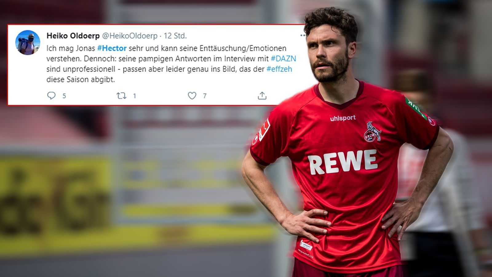 
                <strong>Hector-Interview passt zum Bild des FC</strong><br>
                Der 1. FC Köln landete nach der Bundesliga-Saison nicht ohne Grund auf dem 16. Tabellenplatz und in der Relegation. Die schlechte Laune von Jonas Hector nach dem Spiel ist also nicht verwunderlich. 
              