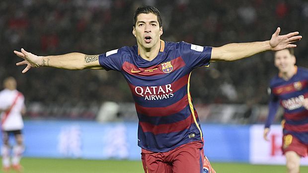 
                <strong>Platz 3: Luis Suarez (FC Barcelona)</strong><br>
                Platz 3: Luis Suarez (FC Barcelona). Fehlt also nur noch "MSN", das wohl beste Stürmertrio auf dem Planeten. Der Uruguayer staubt den Bronzerang ab - auch dank seiner 50 Treffer in 56 Partien für Barca.
              