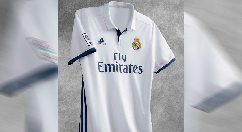 
                <strong>Real Madrid Heimtrikot</strong><br>
                Keine Experimente: Das "weiße Ballett" wird auch in der Saison 2016/17 seinem Spitznamen voll und ganz gerecht, denn die Spieler von Real Madrid werden im Santiago Bernabeu wieder in blütenweißen Trikots auflaufen. 
              