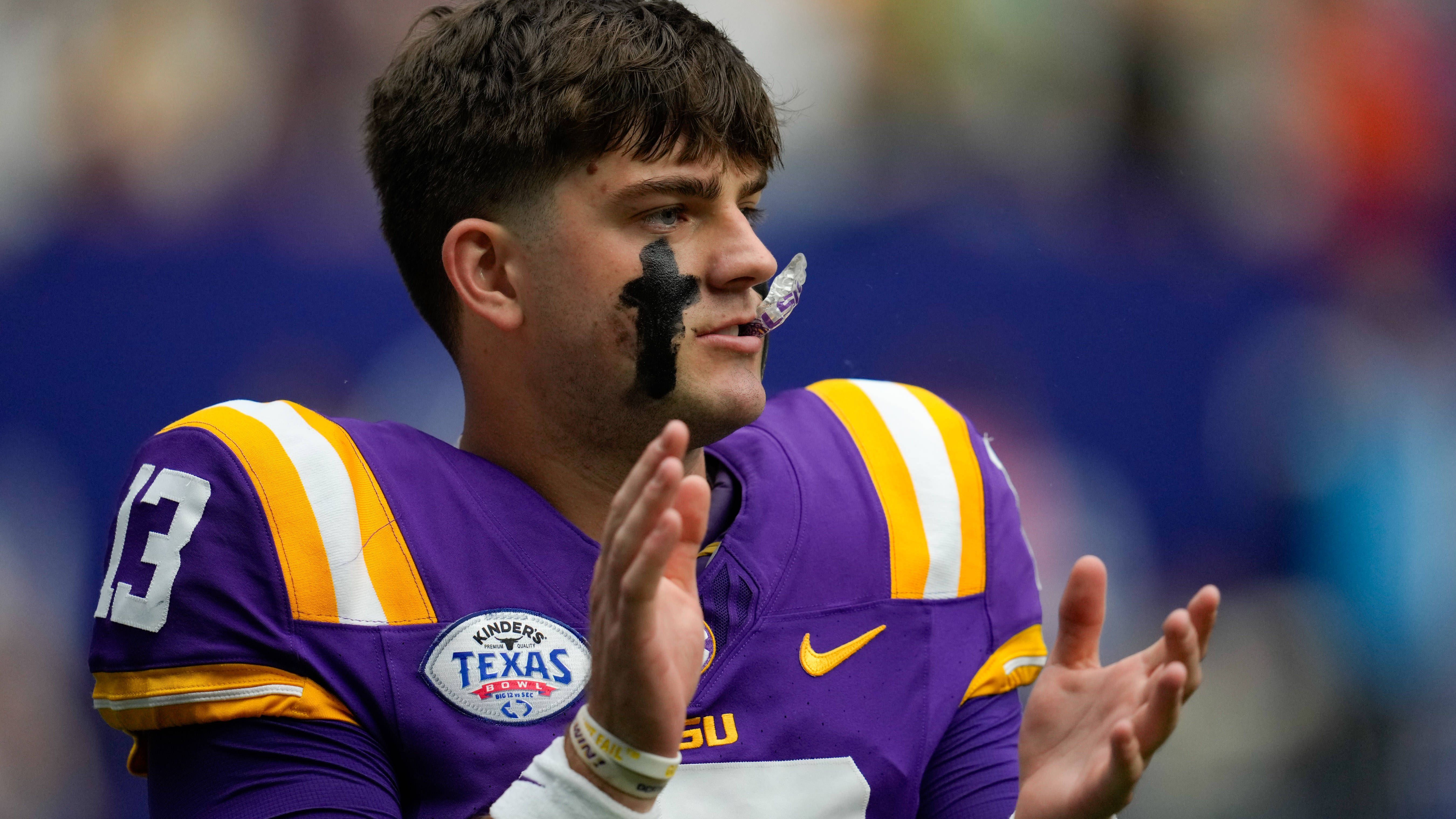 <strong>Garrett Nussmeier (LSU)</strong><br>Auch Nussmeier verfügt über einen enorm starken Wurfarm und einen hohen Football-IQ, er scheint mit seinen schnellen Pässen wie gemacht für eine Hochgeschwindigkeits-Offense, die einen Pocket Passer sucht. Selbst läuft der LSU-Quarterback allerdings so gut wie nie.&nbsp; Dass Interesse einiger Teams dürfte sein Skillset dennoch wecken.