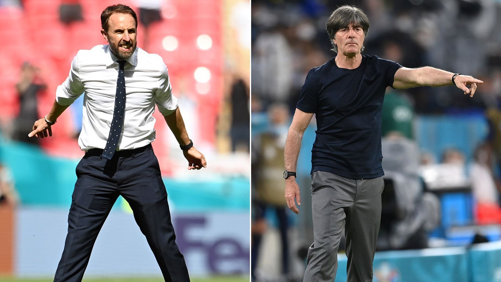 
                <strong>Trainer-Duell</strong><br>
                Sowohl Joachim Löw als auch Gareth Southgate stehen in ihren Ländern in der Kritik. Die Gründe sind nahezu deckungsgleich: falsches System, falsche Aufstellung, falsche Entscheidungen. Während der Bundestrainer seine Dreierkette immer wieder verteidigen muss, rechtfertigt sich der Coach der "Three Lions", weshalb die Bundesliga-Stars Jadon Sancho und Jude Bellingham kaum Einsatzzeiten bekommen. Auch wenn sicherlich nicht immer jede Kritik berechtigt ist, einzelne Entscheidungen der Trainer waren zumindest fragwürdig. Wer kann am Ende über seinen Schatten springen, wenn es eng wird? Wer kann eigenen Überzeugungen auch mal über Bord werfen? Löw oder Southgate. Darauf wird es ankommen.
              