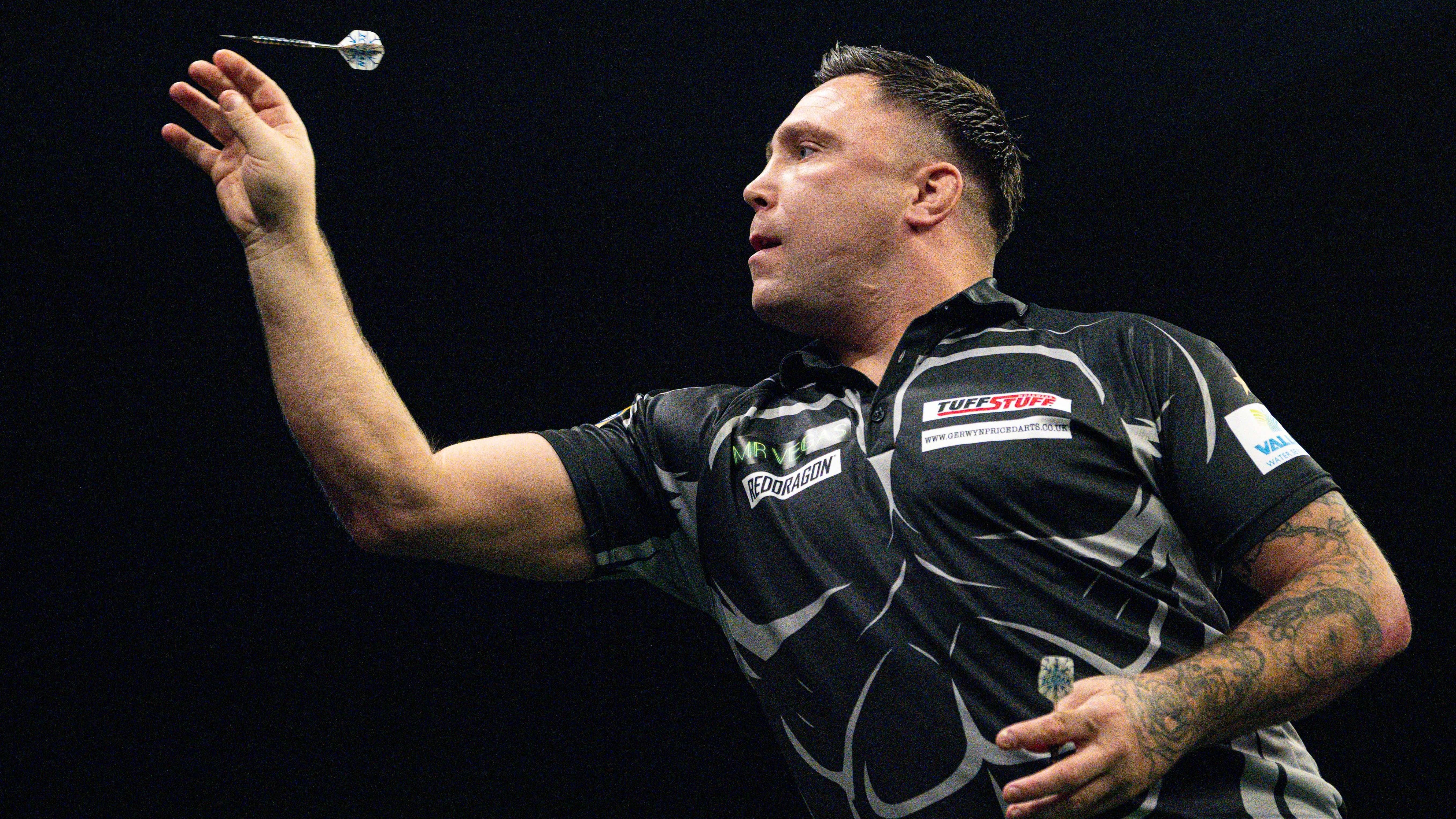 <strong>Gerwyn Price </strong><br>2021er Weltmeister Price komplettiert das Feld der größten Favoriten auf den WM-Titel. Beim "Iceman" wechselten sich im laufenden Jahr vor allem bei den Majors starke Vorstellungen mit weniger guten ab, seinen einzigen großen Titel gewann er beim World Cup gemeinsam mit Landsmann Jonny Clayton für Wales.