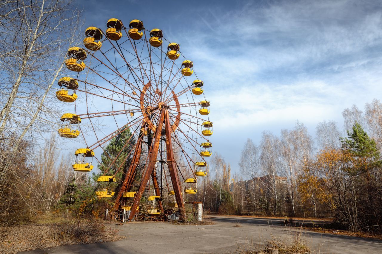 Ein Riesenrad im Nachbarort Prypjat