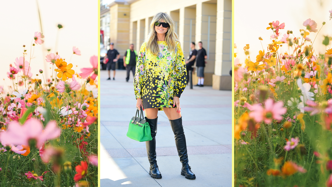 Heidi Klum begrüßt die warme Jahreszeit mit Blumenkleidern.
