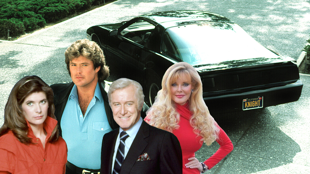 "Knight Rider"-Stars Patricia McPherson, David Hasselhoff, Edward Mulhare, Rebecca Holden, K.I.T.T. 