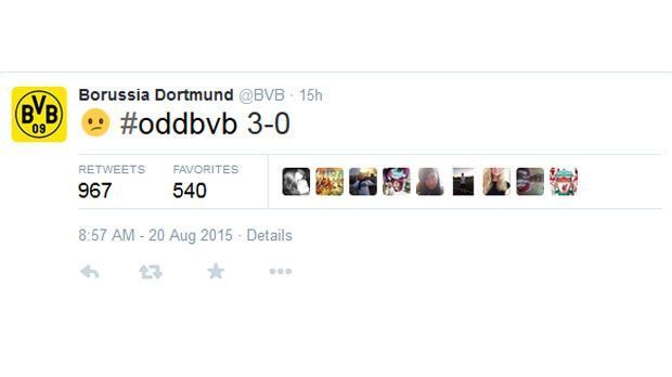 
                <strong>Borussia Dortmund</strong><br>
                Das 3:0 fällt. Beim BVB reichte es nur noch zu einem traurigen Smiley.
              