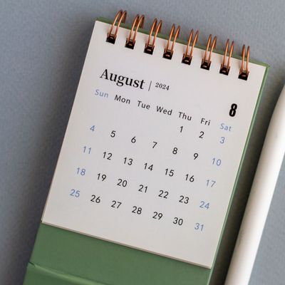 Desk calendar for August 2024. Calendar for planning and managing each date.