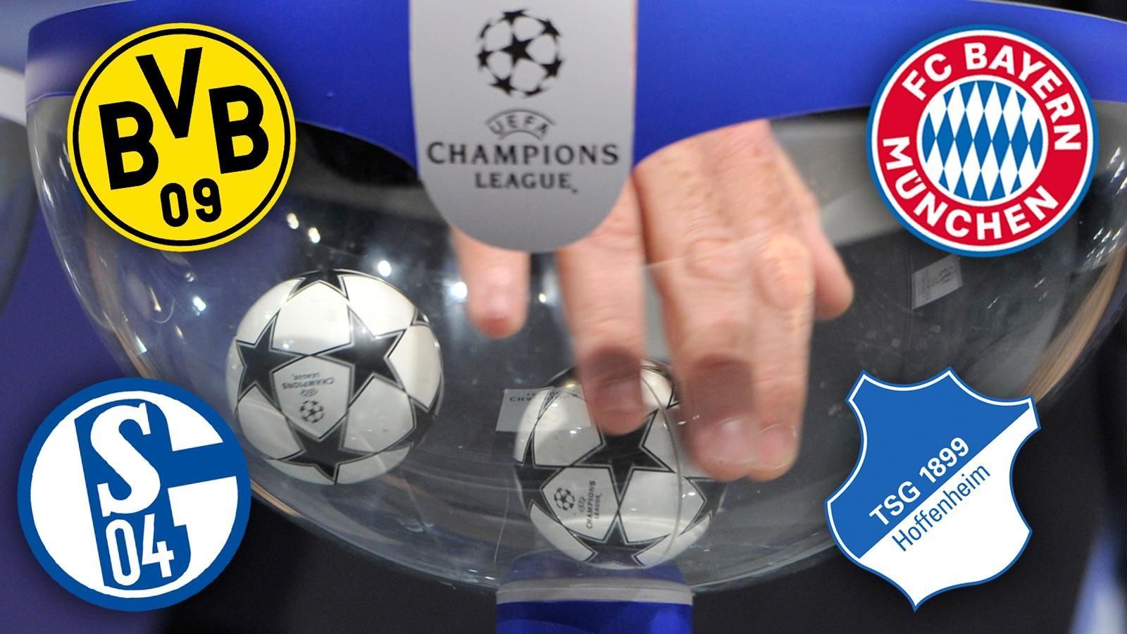 
                <strong>CL-Gruppenphase: Diese Gegner drohen den deutschen Teams</strong><br>
                Heute findet in Monaco um 18 Uhr die Auslosung zur Gruppenphase der UEFA Champions League statt (im Liveticker auf ran.de). In jedem der vier Lostöpfe befindet sich ein Bundesligist. Während mit dem FC Bayern München (Lostopf 1), Borussia Dortmund (Lostopf 2) und Schalke 04 (Lostopf 3) altbekannte Gesichter in den Lostöpfen vertreten sind, ist aus deutscher Sicht mit der TSG 1899 Hoffenheim (Lostopf 4) auch ein Debütant in der diesjährigen Königsklassen-Saison dabei. ran.de zeigt euch die womöglich leichtesten, aber auch schwersten Gruppen die den deutschen Teams in der CL-Gruppenphase drohen könnten.
              