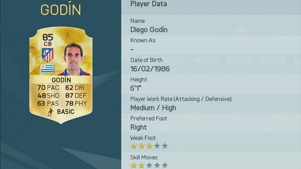 
                <strong>Diego Godin</strong><br>
                Spielerwert: 85 (+1) - Diego Godin. Vorheriger Gesamtwert: 84.
              