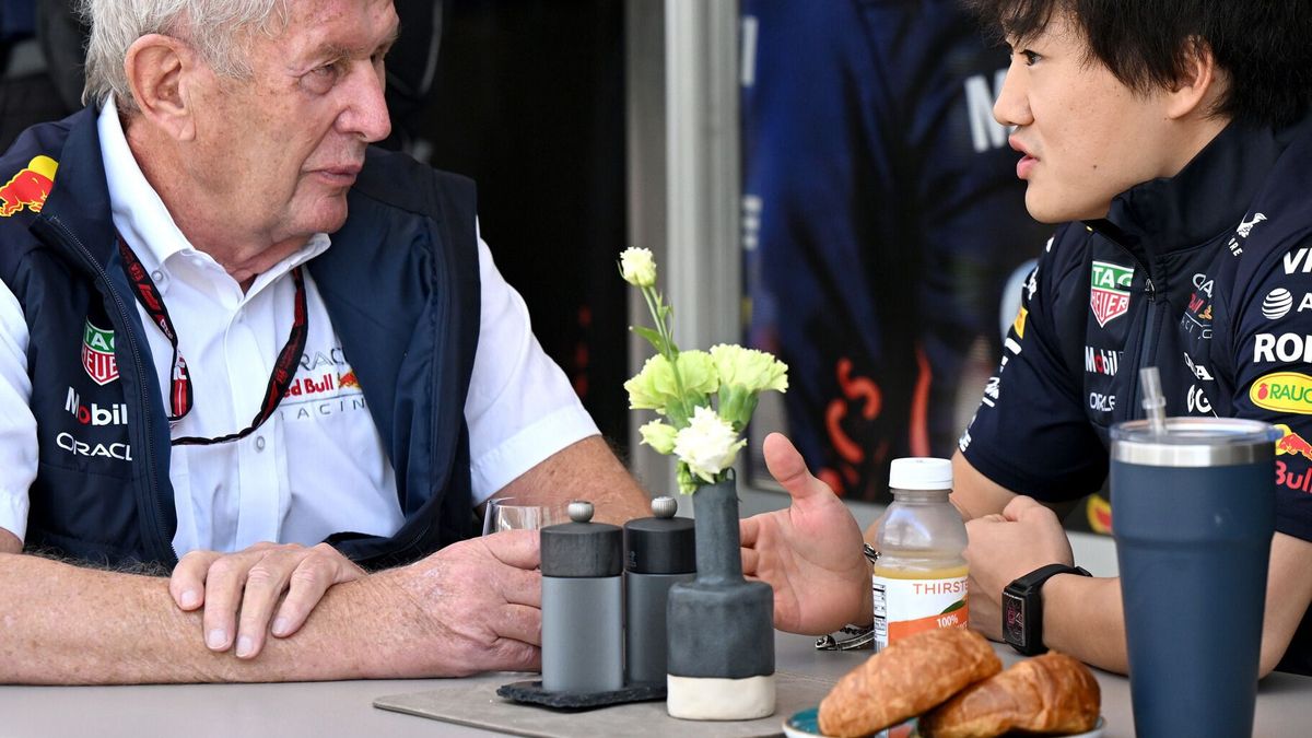 Meeting mal ohne Red-Bull-Dose: Helmut Marko im Gespräch mit Yuki Tsunoda