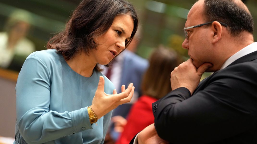 Außenministerin Baerbock spricht mit ihrem slowakischen Amtskollegen Wlachovsky.