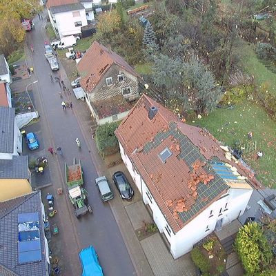 Vom Tornado beschädigte Häuser im saarländischen Urexweiler