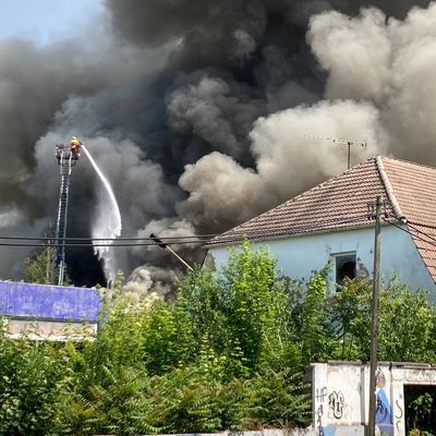 Feuer aud dem alten Schlachthofgelände in Erfurt