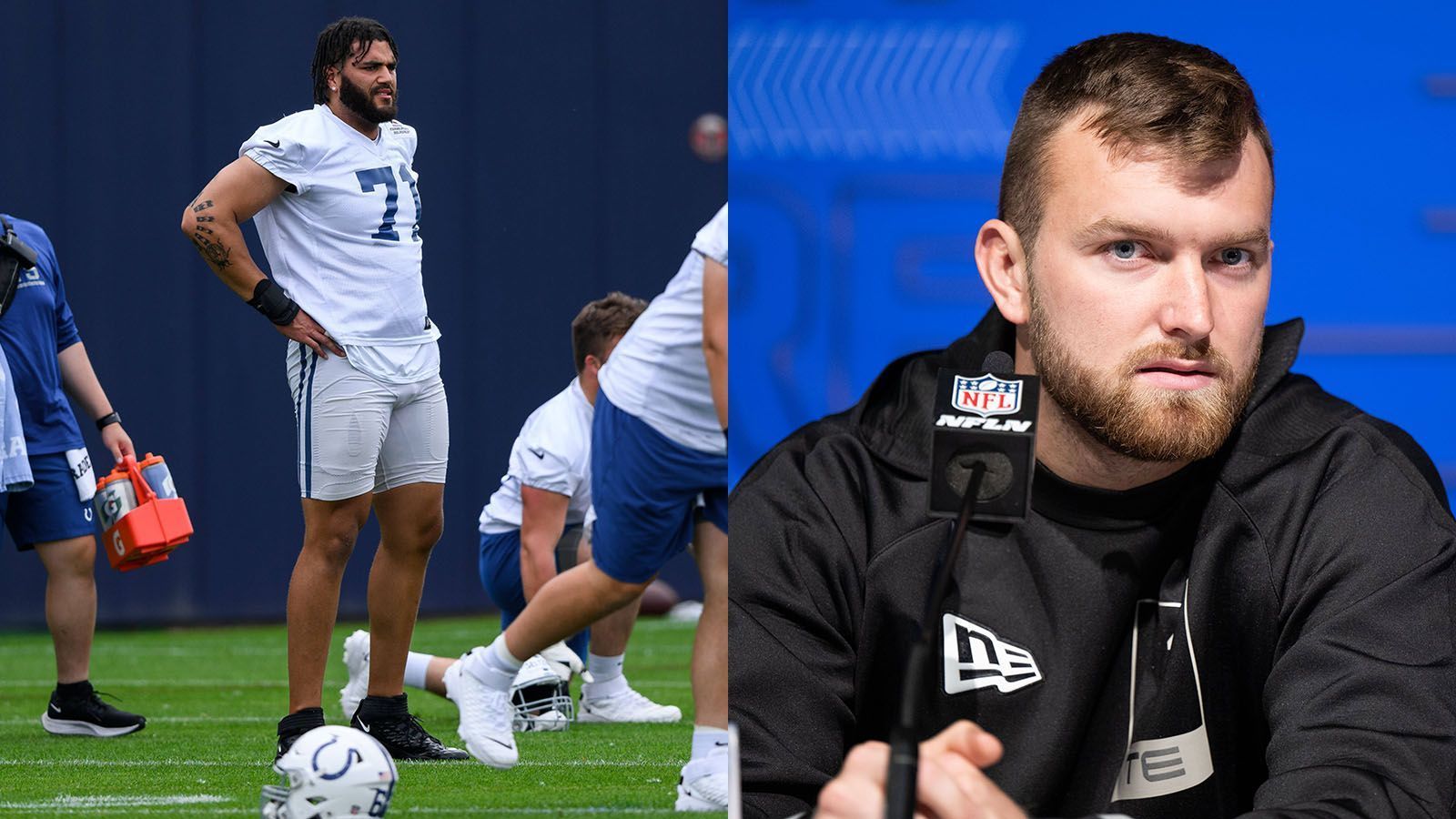 
                <strong>Die Größten</strong><br>
                Die folgenden Spieler sind alle 2,05 Meter groß:&#x2022; Jordan Murray (Offensive Tackle, Indianapolis Colts) (links im Bild)<br>&#x2022; Austin Allen (Tight End, New York Giants) (rechts im Bild)<br>&#x2022; Caleb Jones (Offensive Tackle, Green Bay Packers)<br>&#x2022; Alfredo Gutierrez (Offensive Tackle, San Francisco 49ers)<br>
              