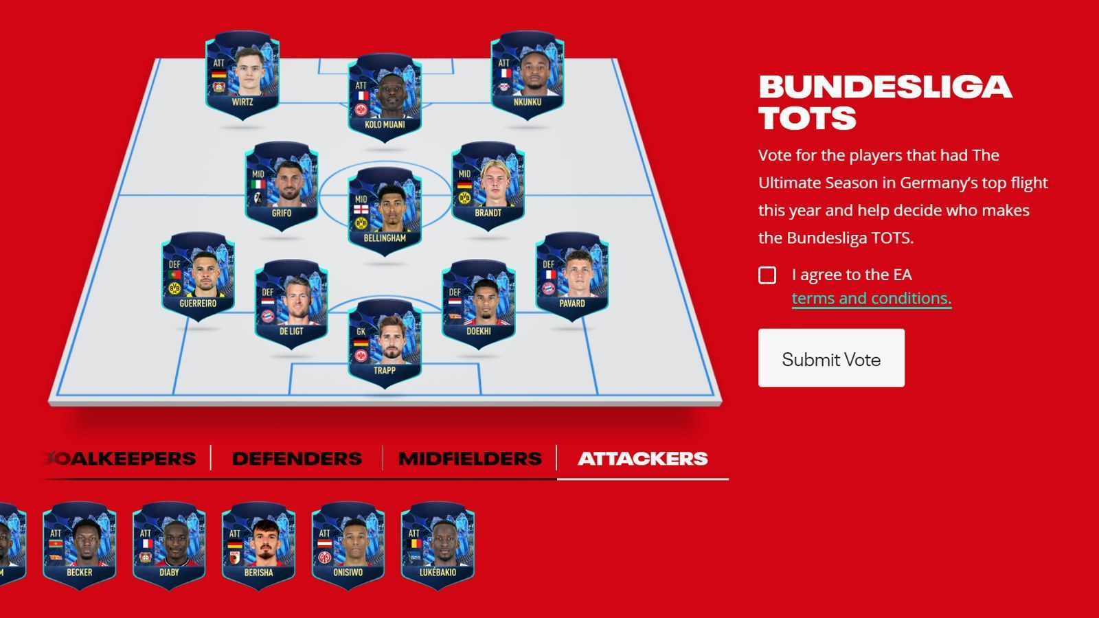 
                <strong>FIFA 23: Bundesliga TOTS - die Nominierten</strong><br>
                Bei EA Sports kann man gerade über das Team abstimmen. Am Ende erhalten die Spieler im Ultimate Team-Modus durch neue Karten einen Boost. In wenigen Tagen wird die Elf bekannt gegeben. 
              