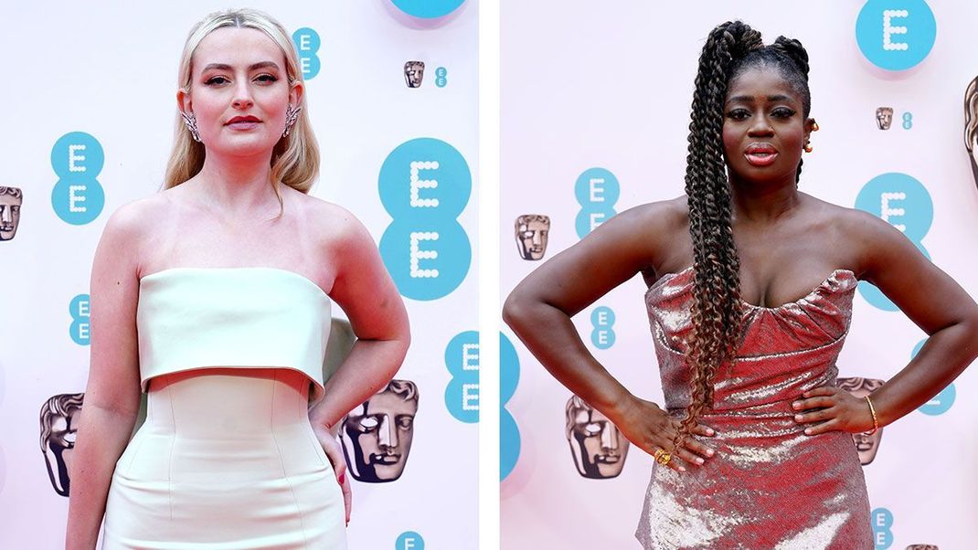 Glamour Pur mit Clara Amfo und Amelia Dimoldenberg auf dem Roten Teppich bei den British Academy Film Awards.