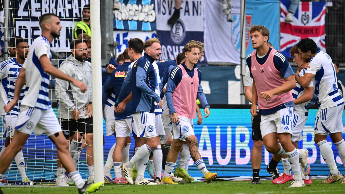 3.Liga MSV Duisburg - SSV Ulm ** NUR FÜR REDAKTIONELLE ZWECKE ** EDITORIAL USE ONLY **<p>Fußball 3.Liga MSV Duisburg - SSV Ulm am 23.08.25 in der Schauinsland-Reisen Arena in Duisburg Torjubel zum ...
