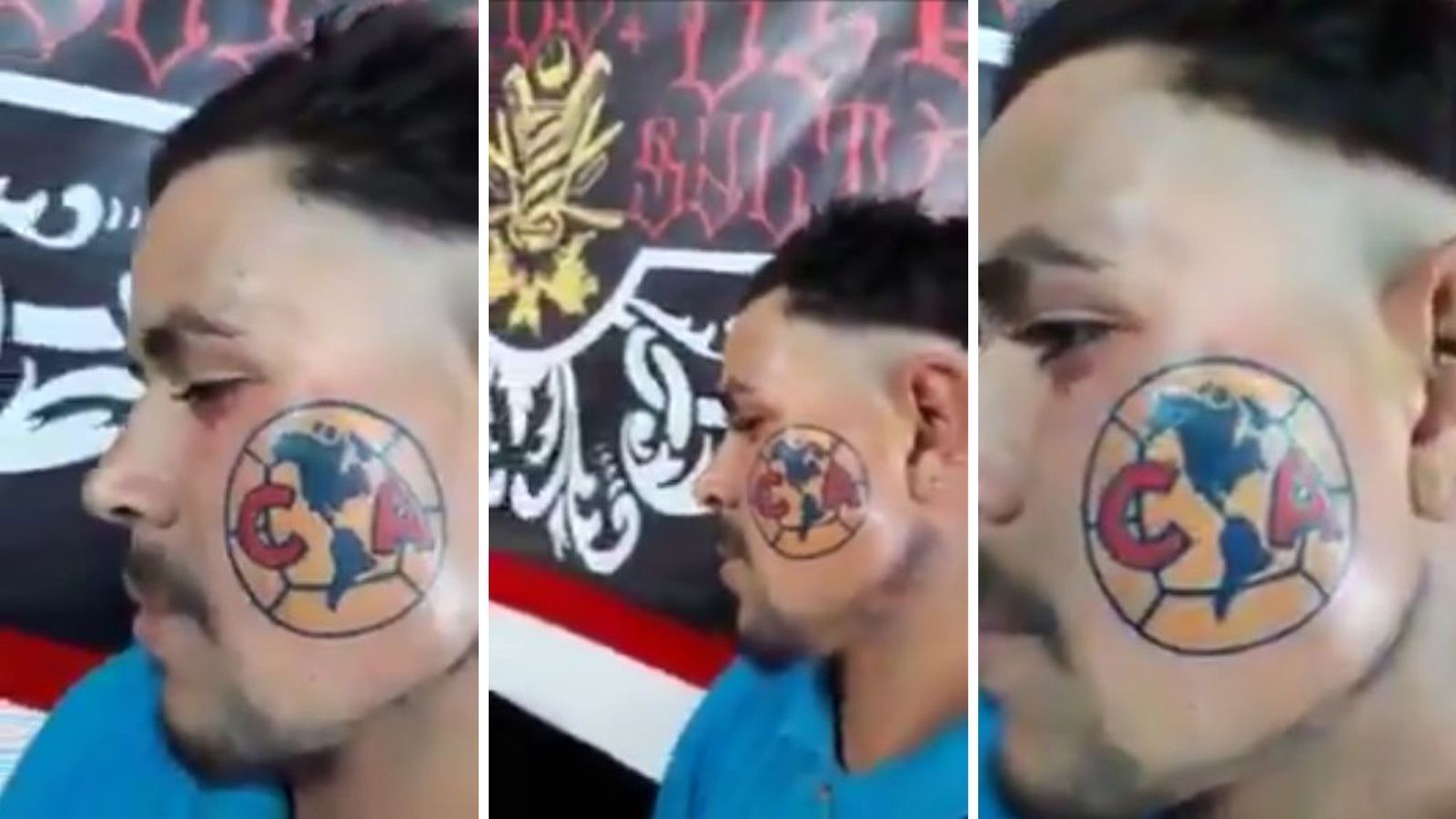 
                <strong>Fan-Tattoo Club America</strong><br>
                Das ist ja der Wahnsinn, wie weit die Liebe eines Fans zu seinem Verein gehen kann. Dieser Anhänger des mexikanischen Traditionsvereins Club America überraschte seinen Tätowierer in Coahuila mit dem ausdrücklichen Wunsch, dass er ihm das Vereinswappen seines Lieblingsclubs auf die Wange stechen sollte. Ob der Stecher selbst auch Fan des Klubs ist, bleibt ein Rätsel. Die Ausführung des "Kunstwerks" spricht nicht unbedingt dafür. Au Backe!
              