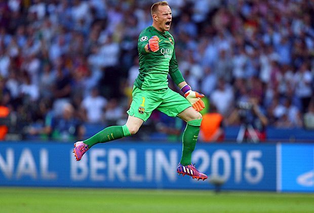 
                <strong>Champions-League-Finale: Juventus Turin vs. FC Barcelona</strong><br>
                Marc-Andre ter Stegen bejubelt den frühen Treffer mit einem gewaltigen Luftsprung.
              