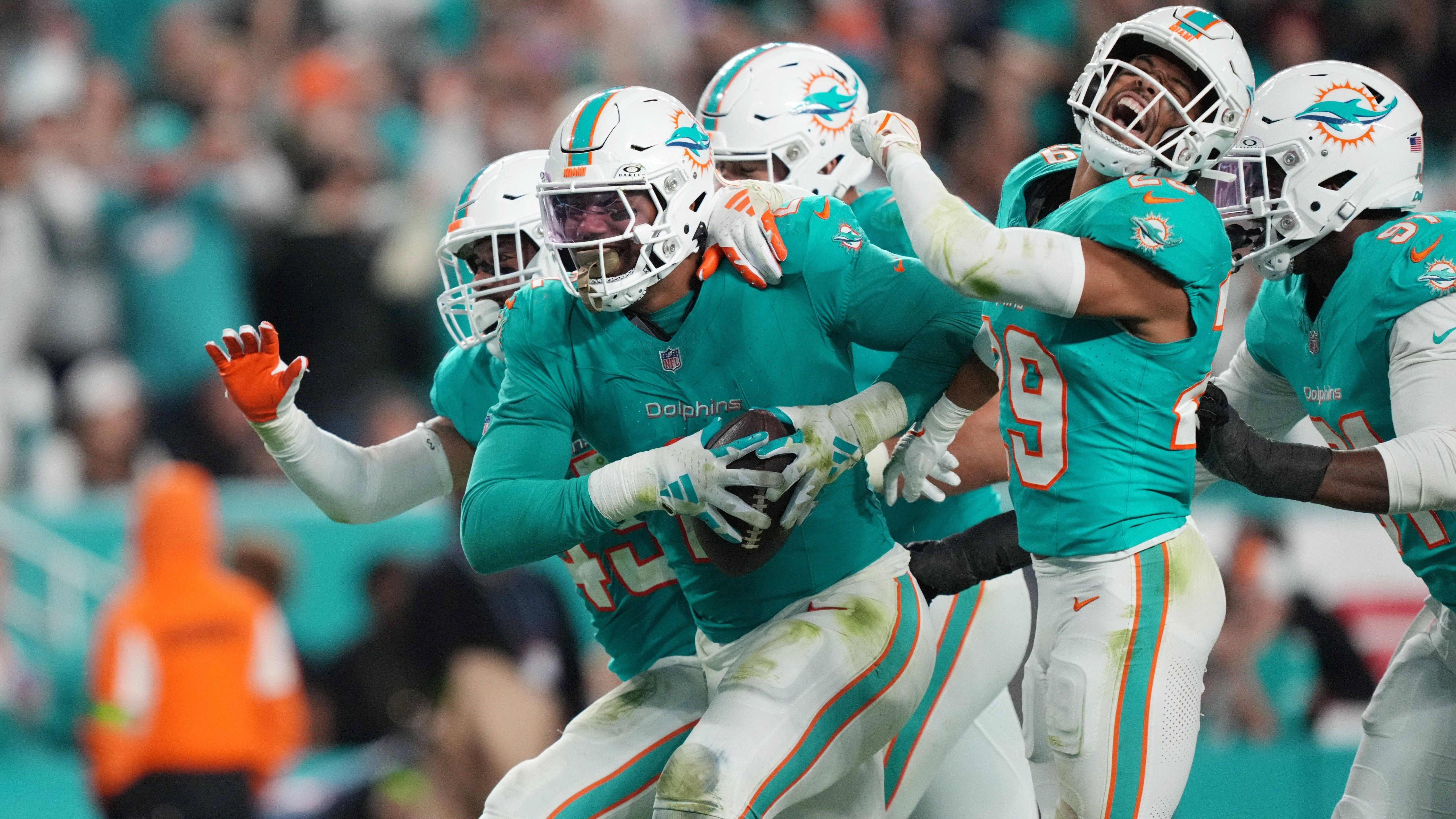 <strong>Platz 13 (geteilt): Miami Dolphins</strong><br>Siegquote in der Preseason: 52 Prozent<br>Siegquote in der Regular Season: 50 Prozent