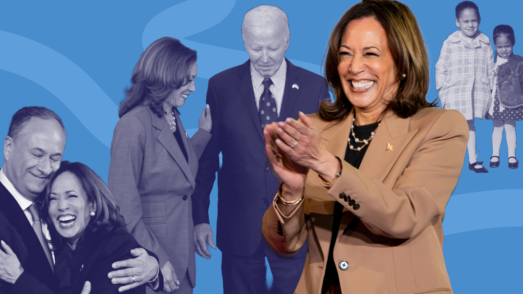 Kamala Harris: Links mit ihrem Ehemann Douglas Emhoff, gemeinsam mit Joe Biden (Mitte) und mit ihrer kleinen Schwester Maya (rechts).