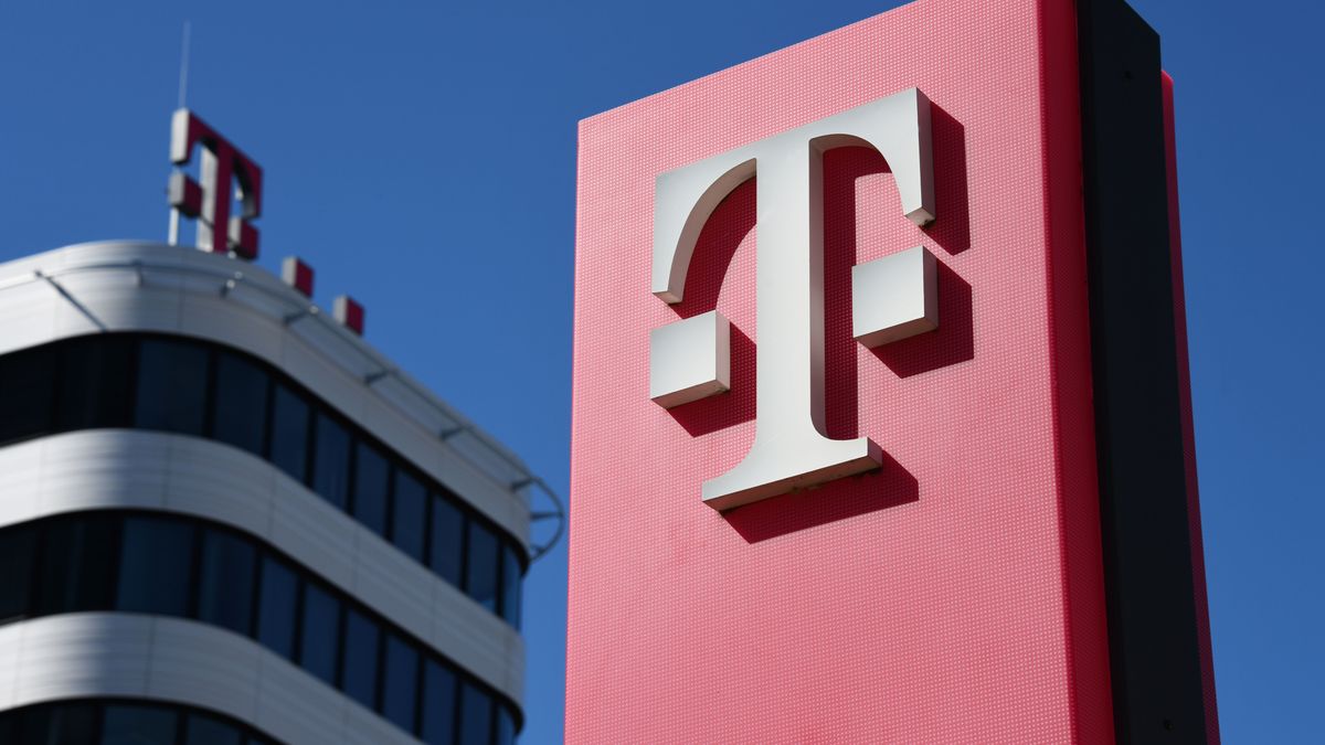 Hamburg, Germany - April 21, 2020: Sign of Deutsche Telekom in Hamburg, Germany - Telekom is a German telecommunications company and the largest telecommunications provider in Europe