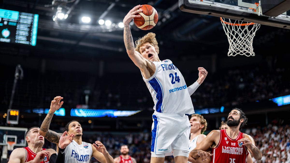Basketball Riga 10.09.2025 DBB Länderspiel Männer Herren EuroBasket 2025 Viertelfinale Finnland (FIN) - Georgien (GEO) Mikka Muurinen (Finnland, No.24) *** Basketball Riga 10 09 2025 DBB Internatio...