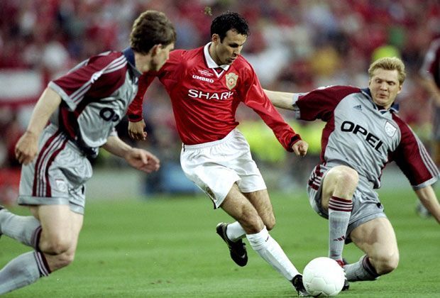 
                <strong>Ryan Giggs</strong><br>
                Im wohl emotionalsten Champions-League-Finale der Geschichte drehen Giggs und Co. in der Nachspielzeit das Spiel gegen die Münchener Bayern. Das Triple im Jahr 1999 ist die Krönung für United.
              