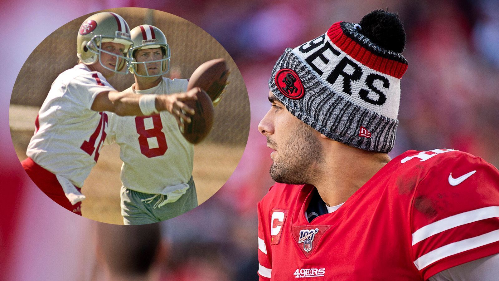 
                <strong>Jimmy Garoppolo auf den Spuren der 49ers-Legenden </strong><br>
                Jimmy Garoppolo beendete die reguläre Saison mit einem Passer-Rating von 102,0. Ein Rating von 100 oder mehr gelang in San Francisco bislang nur wenigen Spielmachern. Berücksichtigt man lediglich die Quarterbacks, die seit dem Jahre 1950 in der jeweiligen Saison mindestens 100 Passversuche zu verzeichnen hatten, bleiben neben Garoppolo lediglich die Franchise-Legenden Joe Montana und Steve Young übrig.
              