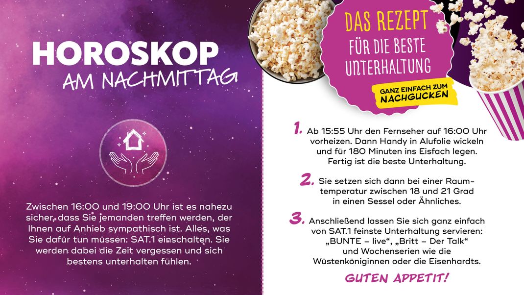 Horoskop am Nachmittag und das Rezept für beste Unterhaltung - mit "Volles Haus!"