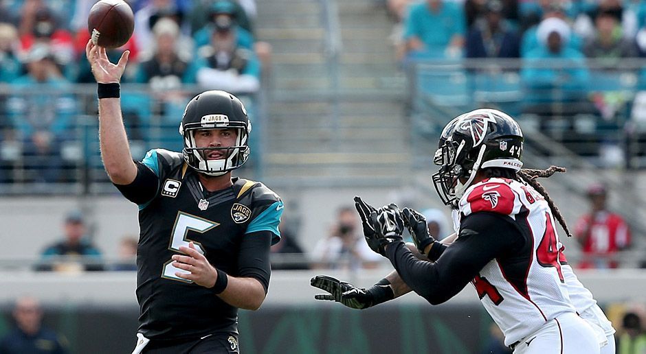 
                <strong>Blake Bortles</strong><br>
                Blake Bortles stellt gegen die Atlanta Falcons einen Franchise-Rekord auf. Im 14. Spiel in Folge gelang dem Quarterback der Jacksonville Jaguars mindestens ein Passing Touchdown. Das gab es in der Geschichte der Jaguars noch nie.
              