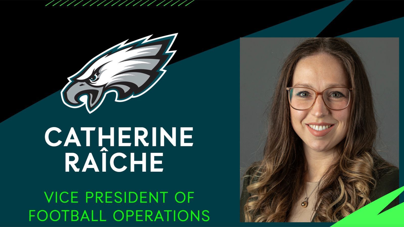 
                <strong>Catherine Raiche (Philadelphia Eagles)</strong><br>
                Diese Beförderung ist ein Meilenstein, für Catherine Raiche selbst, aber auch generell für Frauen in der NFL. Denn Raiche ist bei den Philadelphia Eagles ab sofort Vizepräsidentin für Football-Geschäfte. Damit hat sie aktuell die höchste Position einer Frau in der Football-Liga inne. Die 32-Jährige war bei den Eagles zuvor "Football Operations Coordinator". Erste Erfahrungen in dem Geschäft hatte die Kanadierin zuvor in der Canadian Football League (CFL) bei den Montreal Alouettes und den Toronto Argonauts gesammelt.
              